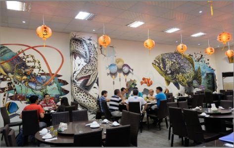 沙洋海鲜餐厅墙体彩绘